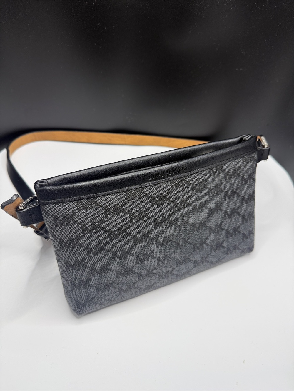 Michael Kors Gray & Black MK Monogram Belt Bag